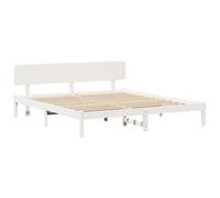 Cadre de Lit avec Tête de Lit Blanche 180x200 cm Bois de Pin Massif 872096