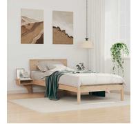 vidaXL Lit avec tête de lit intégrée et tables de chevet naturelles, 90 x 200 cm, en bois de pin massif 873463