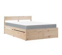 vidaXL Lit avec tiroirs et Matelas 120x190 cm Bois Massif de pin, Meuble de Chambre à Coucher, lit en Bois, lit avec tiroir, sommier, lit de Rangement