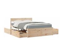 Lit avec Tiroirs Matelas Adulte Sommier Chambre Intérieur Bois Massif Pin vidaXL