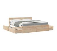 vidaXL Lit avec tiroirs et matelas 180x200 cm bois massif de pin, meuble de chambre à coucher, lit en bois, lit avec tiroir,