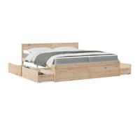 vidaXL Lit avec tiroirs et matelas 200x200 cm – bois massif de pin – 3281886 Marron G