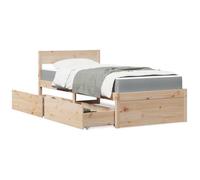 vidaXL Lit avec tiroirs et matelas 90x190 cm bois massif de pin multicolore