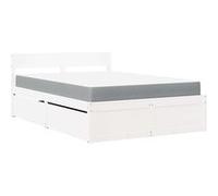 vidaXL Lit 120x190 cm bois massif de pin avec tiroirs et matelas blanc