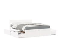 vidaXL Lit avec tiroirs et matelas blanc 160x200 cm bois massif de pin Multicolore