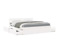 Vidaxl Lit Avec Tiroirs Et Matelas Blanc 180x200 Cm Bois Massif De Pin Multicolore