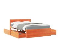 vidaXL Lit avec tiroirs/matelas cire marron 120x190 cm bois massif pin Marron
