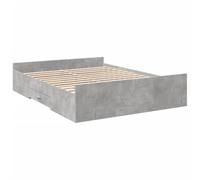 vidaXL Lit avec tiroirs, sommier Double pour invités, Structure de lit, Meuble pour Chambre, Bois d'ingénierie Gris béton, 160 x 200 cm