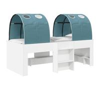 vidaXL Lit avec Tunnel 3 pc Blanc et Bleu Clair Bois d'ingénierie, Idées de Chambre Moderne,rectangulaire Chic, Rangement sous Le lit stylé, Cadre élégant, Design Minimaliste