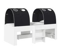 vidaXL Lit avec Tunnel 3 pc Blanc et Noir Bois d'ingénierie, Idées de Chambre Moderne,rectangulaire Chic, Rangement sous Le lit stylé, Cadre élégant, Design Minimaliste