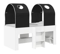 vidaXL Lit avec Tunnel 3 pc Blanc et Noir Bois d'ingénierie, Mobilier de Chambre Moderne,rectangulaire, Solutions de Rangement sous Le lit, Style Minimaliste, Soutien de Matelas