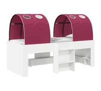 vidaXL Lit avec Tunnel 3 pc Blanc et Rouge Bois d'ingénierie, Idées de Chambre Moderne,rectangulaire Chic, Rangement sous Le lit stylé, Cadre élégant, Design Minimaliste
