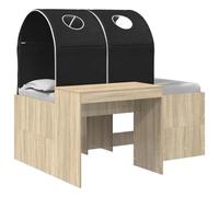 vidaXL Lit avec Tunnel 3 pc Chêne Artisanal et Noir Bois d'ingénierie, Solutions de Chambre Moderne, Cadre de lit rectangulaire Compact, Rangement sous Le lit, mobilier Minimaliste Chic
