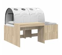 vidaXL Lit avec Tunnel 3 pc Chêne Sonoma et Blanc Bois d'ingénierie, Cadre de lit rectangulaire Moderne, Rangement sous Le lit, Design en Bois élégant, Gain de Place assuré