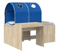 vidaXL Lit avec Tunnel 3 pc Chêne Artisanal et Bleu Bois d'ingénierie, Solutions de Chambre Moderne, Cadre de lit rectangulaire Compact, Rangement sous Le lit, mobilier Minimaliste Chic