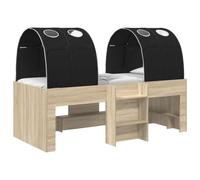 vidaXL Lit avec Tunnel 3 pc Chêne Sonoma et Noir Bois d'ingénierie, Idées de Chambre Moderne,rectangulaire Chic, Rangement sous Le lit stylé, Cadre élégant, Design Minimaliste