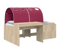 vidaXL Lit avec Tunnel 3 pc Chêne Sonoma et Rouge Bois d'ingénierie