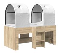 vidaXL Lit avec Tunnel 3 pc Sonoma et Blanc Bois d'ingénierie, Mobilier de Chambre Moderne,rectangulaire, Solutions de Rangement sous Le lit, Style Minimaliste, Soutien de Matelas