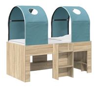 vidaXL Lit avec Tunnel 3 pc Sonoma et Bleu Clair Bois d'ingénierie, Mobilier de Chambre Moderne,rectangulaire, Solutions de Rangement sous Le lit, Style Minimaliste, Soutien de Matelas