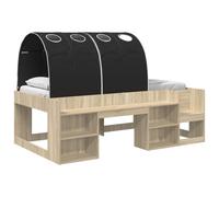 vidaXL Lit avec Tunnel 3 pc Sonoma et Noir Bois d'ingénierie, Chambre Moderne, lit stylé, Espace de Rangement Pratique, Cadre en Bois, Ensemble derectangulaire, mobilier Sleek