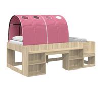 vidaXL Lit avec Tunnel 3 pc Sonoma et Rose Bois d'ingénierie, Chambre Moderne, lit stylé, Espace de Rangement Pratique, Cadre en Bois, Ensemble derectangulaire, mobilier Sleek