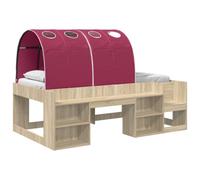 vidaXL Lit avec Tunnel 3 pc Sonoma et Rouge Bois d'ingénierie, Chambre Moderne, lit stylé, Espace de Rangement Pratique, Cadre en Bois, Ensemble derectangulaire, mobilier Sleek