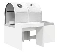 vidaXL Lit tunnel 4 pièces en bois de chêne artificiel et blanc, solutions modernes pour chambre à coucher, cadre de lit rectangulaire compact, espace de rangement sous le lit, meubles