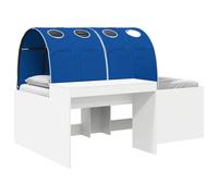 vidaXL Lit avec Tunnel 3 pièces Blanc et Bleu Bois d'ingénierie
