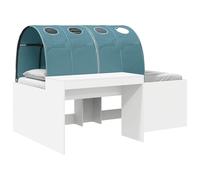vidaXL Lit avec Tunnel 3 pièces Blanc et Bleu Clair Bois d'ingénierie