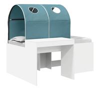 vidaXL Lit avec Tunnel 3 pièces Blanc et Bleu Clair Bois d'ingénierie