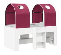 vidaXL Lit avec Tunnel 4 pcs Blanc et Rouge Bois d'ingénierie, Mobilier de Chambre Moderne,rectangulaire, Solutions de Rangement sous Le lit, Style Minimaliste, Soutien de Matelas