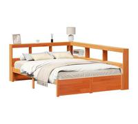 vidaXL Lit Bibliothèque avec stockage 2 pcs Cire marron 200 x 140 cm