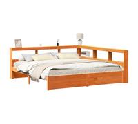 vidaXL Lit Bibliothèque avec stockage 2 pcs Cire marron 200 x 200 cm