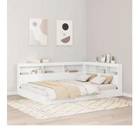 vidaXL Lit bibliothèque 3335739 – Blanc 160 x 200 cm Bois d'ingénierie