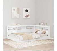 vidaXL Lit bibliothèque 3335739 – Blanc 160 x 200 cm Bois d'ingénierie