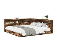 Vidaxl Lit Avec Bibliothèque Chêne Fumé 180x200 Cm En Bois D'ingénierie