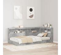Vidaxl Lit Bibliothèque Gris Béton 75x190 Cm En Bois Reconstitué Gris
