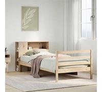 vidaXL Lit bibliothèque sans matelas 100x200 cm bois massif de pin, lit, meuble de chambre à coucher, lit avec rangement, 3321877 Beige