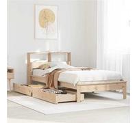 vidaXL Lit bibliothèque sans matelas 100x200 cm bois massif de pin, meuble de chambre à coucher, sommier, lit en bois, lit, 3309815 Beige
