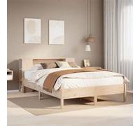 vidaXL Lit bibliothèque sans matelas 120x200 cm bois de pin massif, lit, meuble de chambre à coucher, lit avec rangement, 3322834 Beige G
