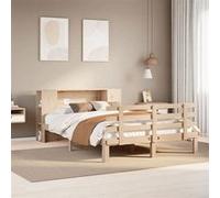 vidaXL Lit bibliothèque sans matelas 135x190 cm bois de pin massif 3322704 Beige G