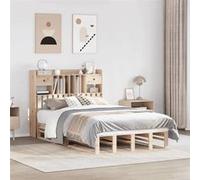 vidaXL Lit bibliothèque sans matelas 135x190 cm bois de pin massif 3323983 Beige