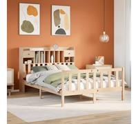 vidaXL Lit bibliothèque sans Matelas 140x190 cm Bois de pin Massif, lit, Meuble de Chambre à Coucher, lit avec Rangement, lit Double, lit en Bois