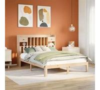 vidaXL Lit bibliothèque sans matelas 140x200 cm bois massif de pin 3322601 Marron