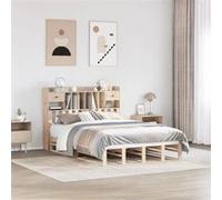 vidaXL Lit bibliothèque sans matelas 140x200 cm bois massif de pin 3323959 Beige