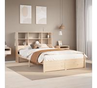 Vidaxl Lit Bibliothèque Sans Matelas 140x200 Cm Bois Massif De Pin Marron