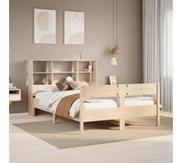 vidaXL Lit bibliothèque sans matelas 150x200 cm bois massif de pin 3322984 Beige G
