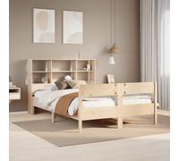 vidaXL Lit bibliothèque sans matelas 160x200 cm bois massif de pin Marron