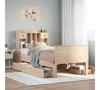 vidaXL Lit bibliothèque sans matelas 90x190 cm bois de pin massif 3308942 Beige