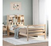 vidaXL Lit bibliothèque sans matelas 90x190 cm bois de pin massif 3321924 Beige